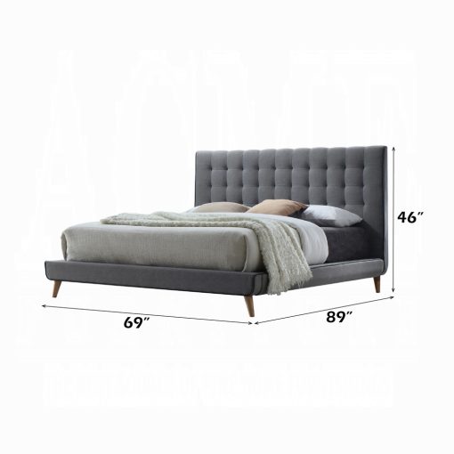 Acme Valda Light Gray Fabric Queen Bed - Image 4