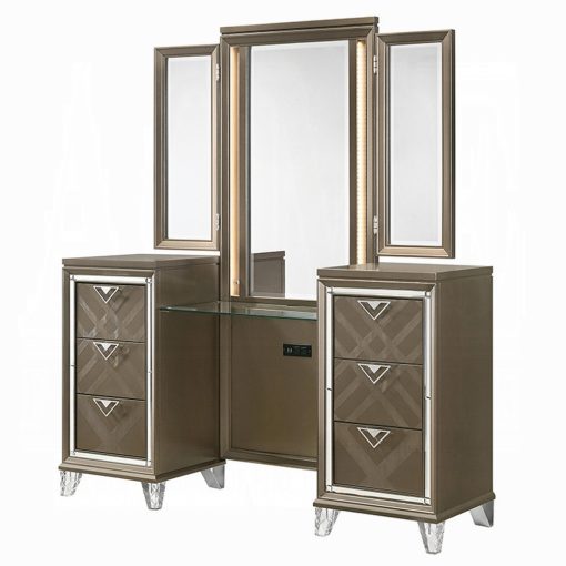 Acme Skylar Dark Champagne Vanity Desk & Mirror - Image 2