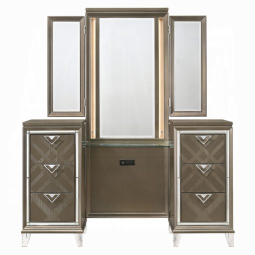 Acme Skylar Dark Champagne Vanity Desk & Mirror - Image 3