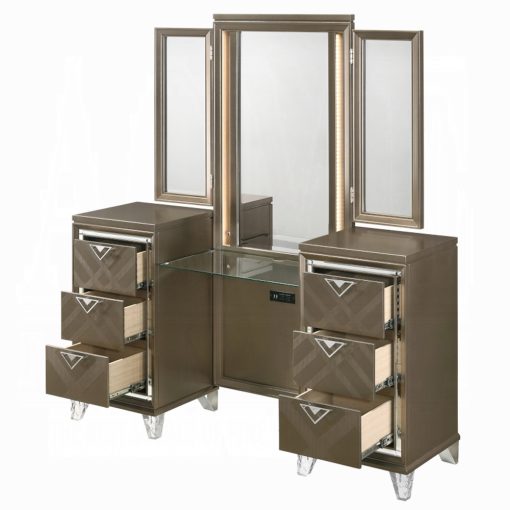 Acme Skylar Dark Champagne Vanity Desk & Mirror - Image 4