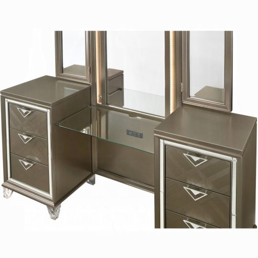 Acme Skylar Dark Champagne Vanity Desk & Mirror - Image 5