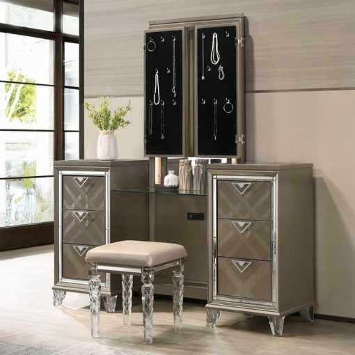 Acme Skylar Dark Champagne Vanity Desk & Mirror - Image 7