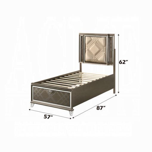 Acme Skylar Synthetic Leather & Dark Champagne Bed with Led & Storage - Image 5