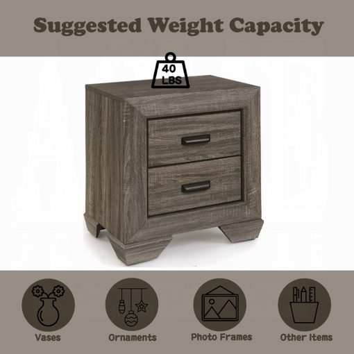 Acme Lyndon Weathered Gray Grain Nightstand - Image 7