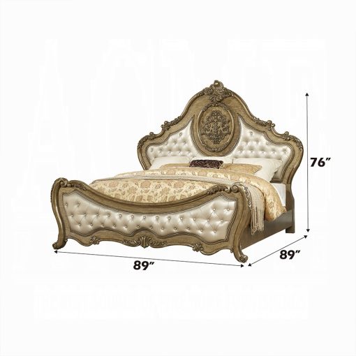 Acme Ragenardus Synthetic Leather & Vintage Oak Bed - Image 4
