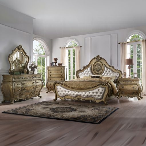 Acme Ragenardus Synthetic Leather & Vintage Oak Bed - Image 3