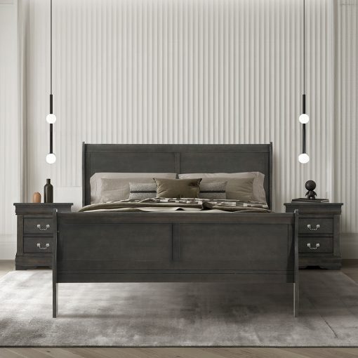Acme Louis Philippe Dark Gray EK Bed - Image 2