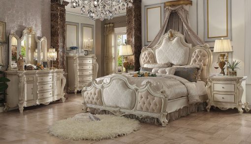 Acme Picardy Fabric & Antique Pearl Upholstery Bed