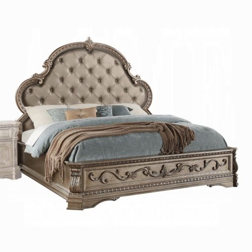 Acme Northville Synthetic Leather & Antique Silver Bed - Image 2