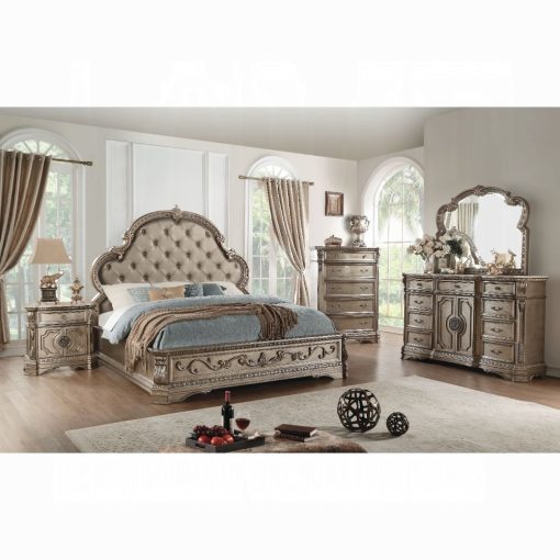 Acme Northville Synthetic Leather & Antique Silver Bed
