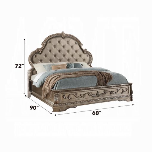 Acme Northville Synthetic Leather & Antique Silver Bed - Image 3