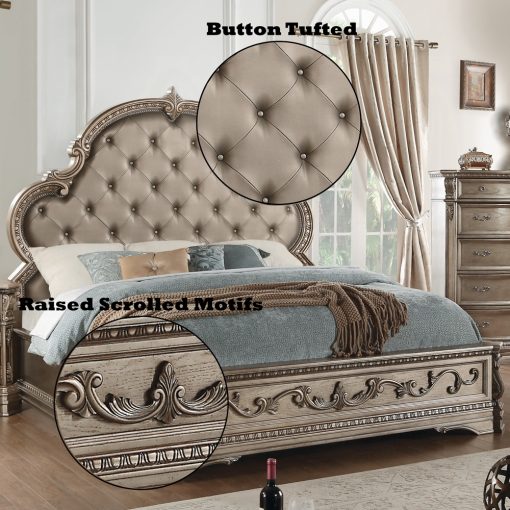 Acme Northville Synthetic Leather & Antique Silver Bed - Image 4