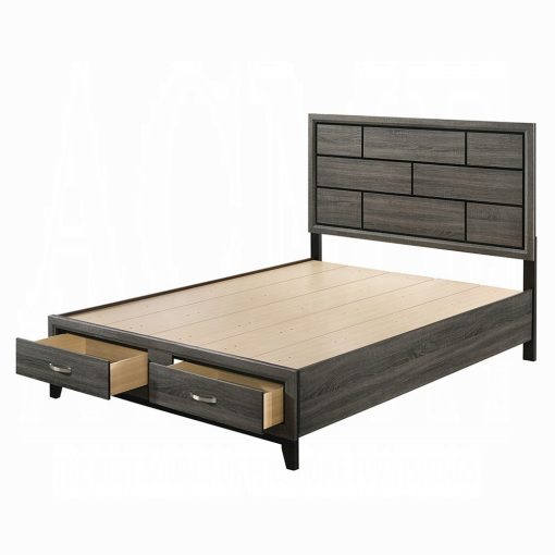 Acme Valdemar Weathered Gray Bed with Storage - Image 3
