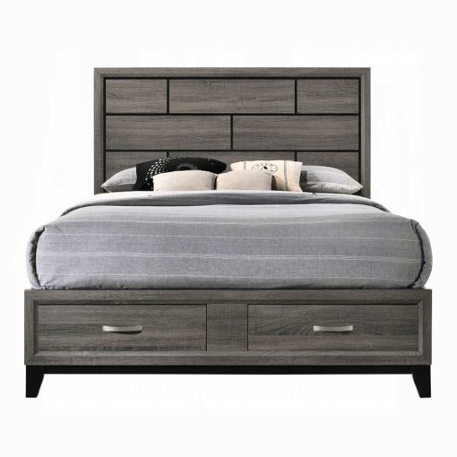 Acme Valdemar Weathered Gray Bed with Storage - Image 2