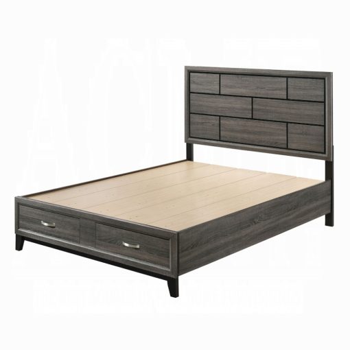 Acme Valdemar Weathered Gray Bed with Storage - Image 4
