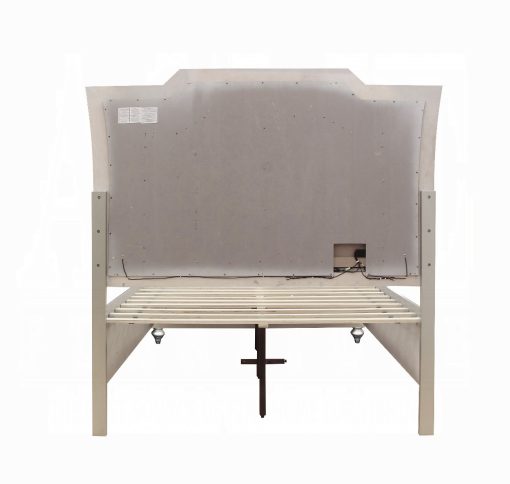 Acme Kaitlyn Synthetic Leather & Champagne Bed with Led & Storage - Image 5
