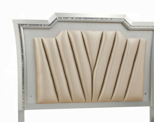 Acme Kaitlyn Synthetic Leather & Champagne Bed with Led & Storage - Image 6