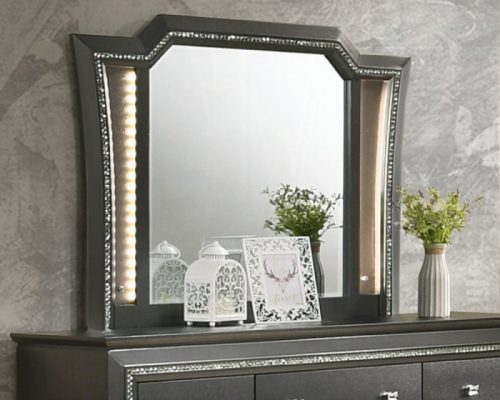 Acme Kaitlyn Metallic Gray Mirror w/LED