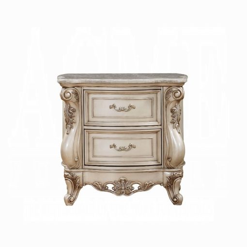 Acme Gorsedd Golden Ivory Nightstand with Marble Top - Image 2