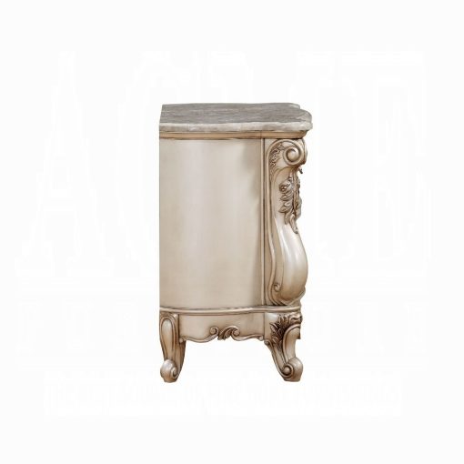 Acme Gorsedd Golden Ivory Nightstand with Marble Top - Image 3