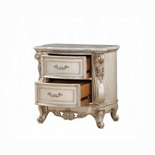 Acme Gorsedd Golden Ivory Nightstand with Marble Top - Image 4
