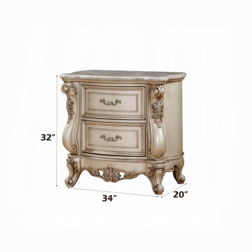 Acme Gorsedd Golden Ivory Nightstand with Marble Top - Image 6