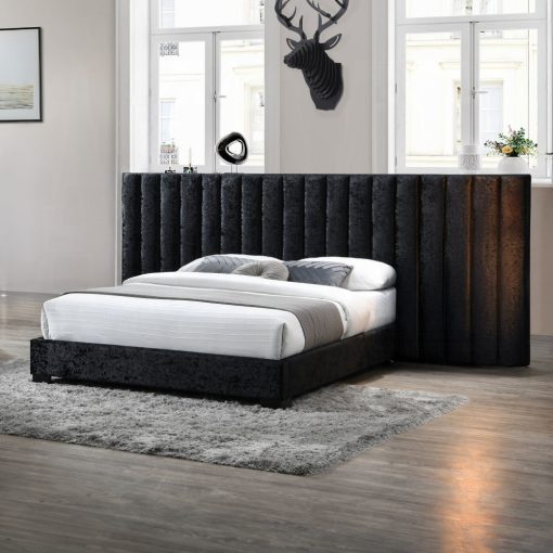 Acme Rivas Black Fabric Queen Bed