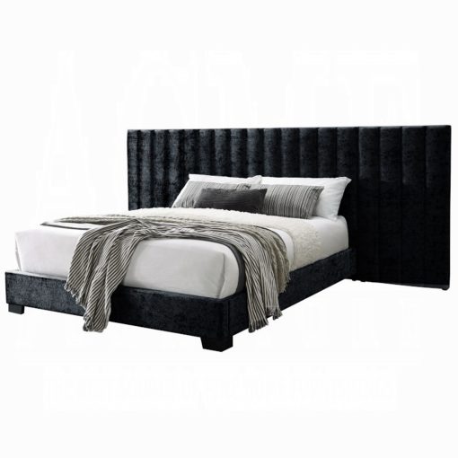 Acme Rivas Black Fabric Queen Bed - Image 2