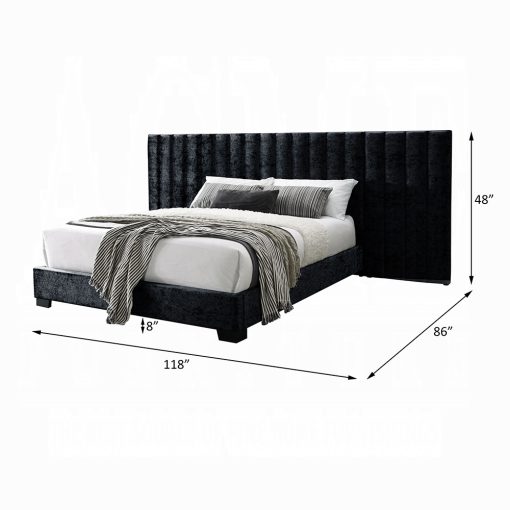 Acme Rivas Black Fabric Queen Bed - Image 3