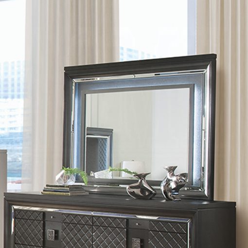 Acme Sawyer Metallic Gray Mirror with Led