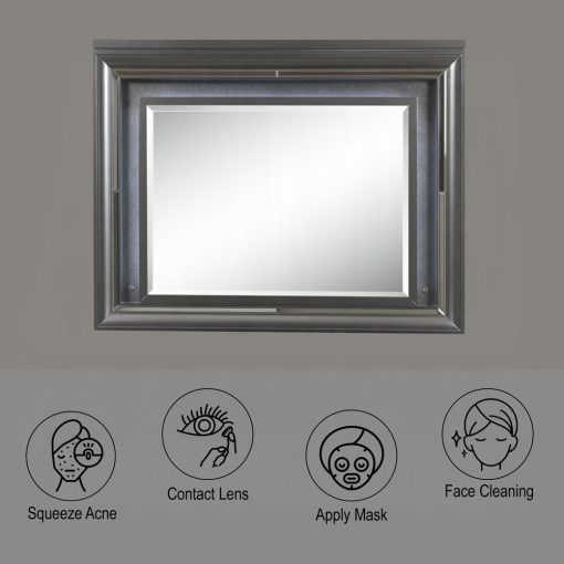 Acme Sawyer Metallic Gray Mirror with Led - Image 5