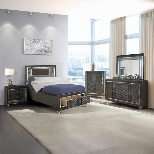 Acme Sawyer Metallic Gray Mirror with Led - Image 6