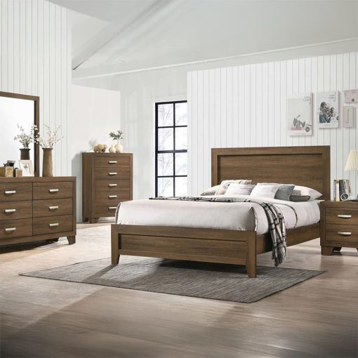 Acme Miquell Composite Wood Oak Bed - Image 4