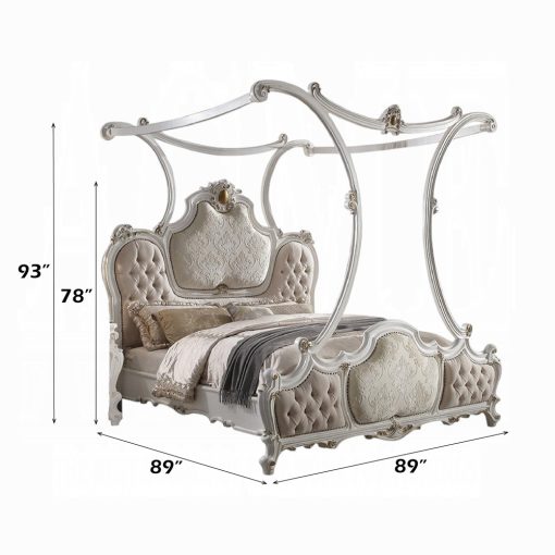 Acme Picardy Fabric & Antique Pearl Bed - Image 3