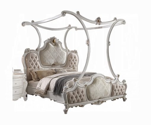 Acme Picardy Fabric & Antique Pearl Bed - Image 2