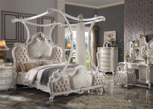 Acme Picardy Fabric & Antique Pearl Bed