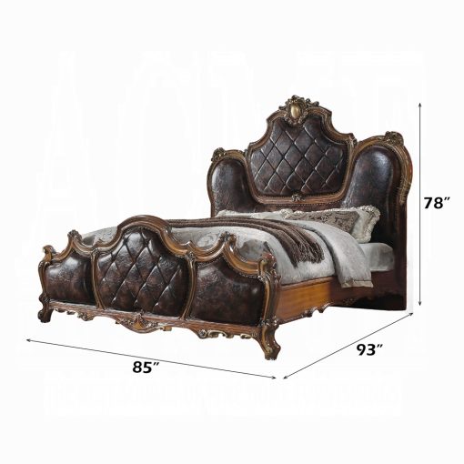 Acme Picardy Synthetic Leather & Honey Oak Bed - Image 3