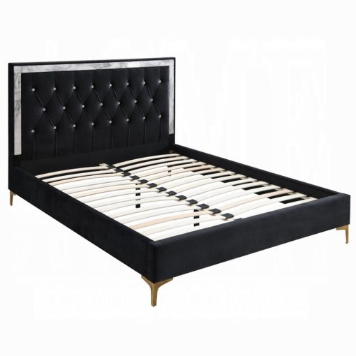 Acme Rowan Black Fabric Bed - Image 3