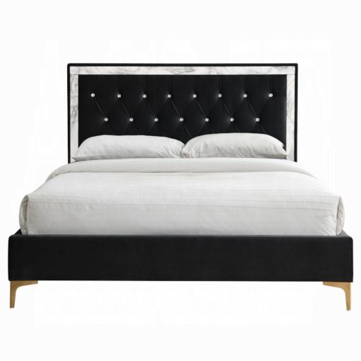 Acme Rowan Black Fabric Bed - Image 2