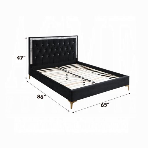 Acme Rowan Black Fabric Bed - Image 4