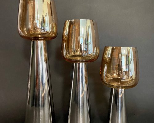 The Light Garden Silver 2 Tone Glass Candlesticks Set of 3
