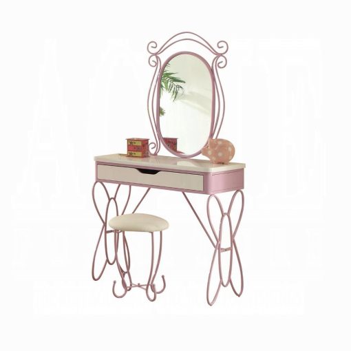 Acme Priya II White & Light Synthetic Leather Rple Vanity Set