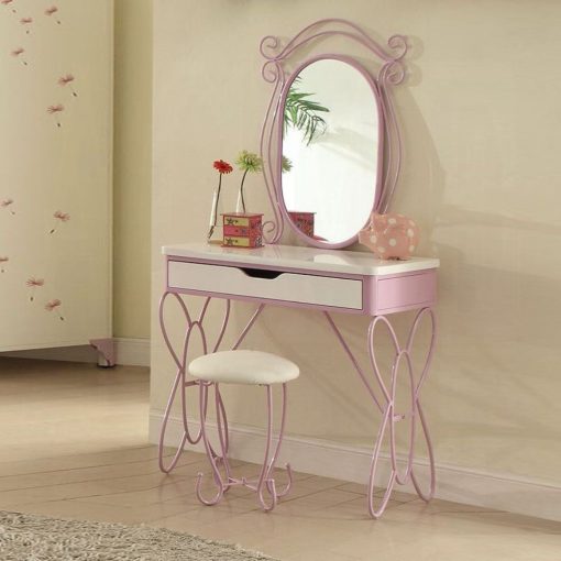 Acme Priya II White & Light Synthetic Leather Rple Vanity Set - Image 2