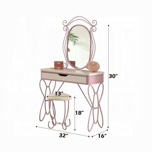 Acme Priya II White & Light Synthetic Leather Rple Vanity Set - Image 3