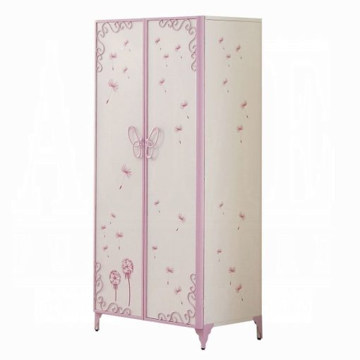 Acme Priya II White & Light Synthetic Leather Rple Wardrobe