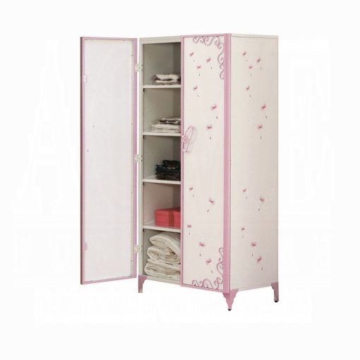 Acme Priya II White & Light Synthetic Leather Rple Wardrobe - Image 2