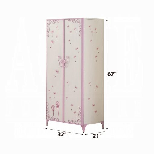 Acme Priya II White & Light Synthetic Leather Rple Wardrobe - Image 4