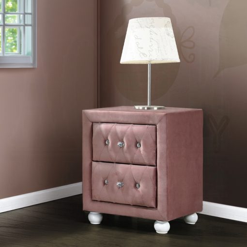 Acme Reggie Pink Fabric Nightstand