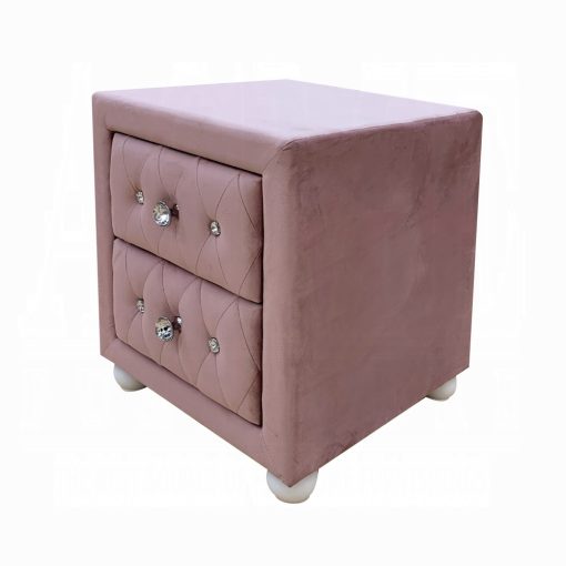 Acme Reggie Pink Fabric Nightstand - Image 4