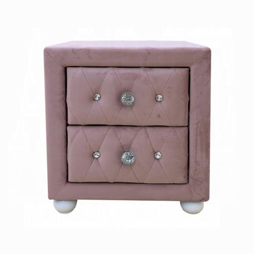 Acme Reggie Pink Fabric Nightstand - Image 3